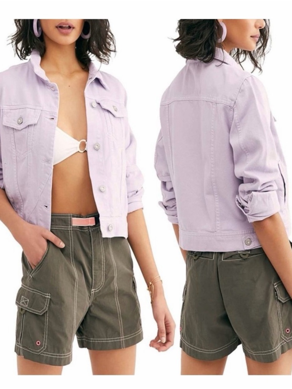 We the Free Rumors Denim Jacket Free People Lilac Size XS - Picture 2 of 8